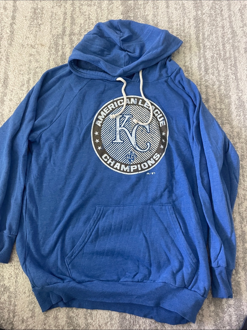 Majestic Royal Blue KC American League Champions Hooded Sweatshirt